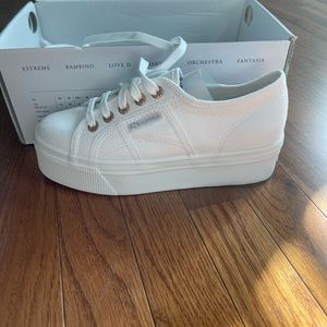 Superga brand new white and rose gold platform sneaker 6